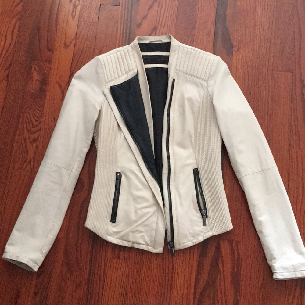 100% super soft lambskin white jacket